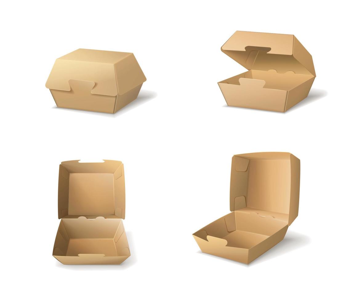 Cardboard Burger Boxes Set vector