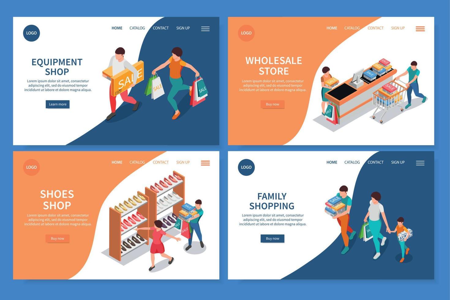 Shopping People Website Set vector