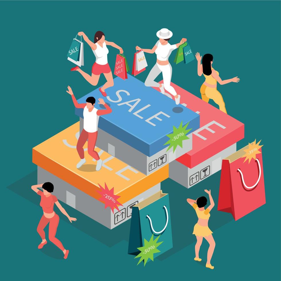 compras personas danza composición vector