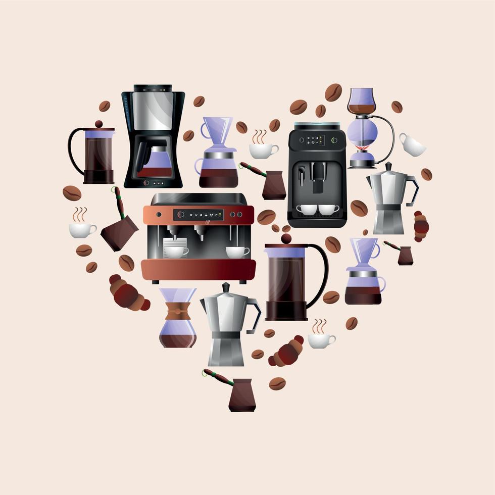 café equipo composición vector