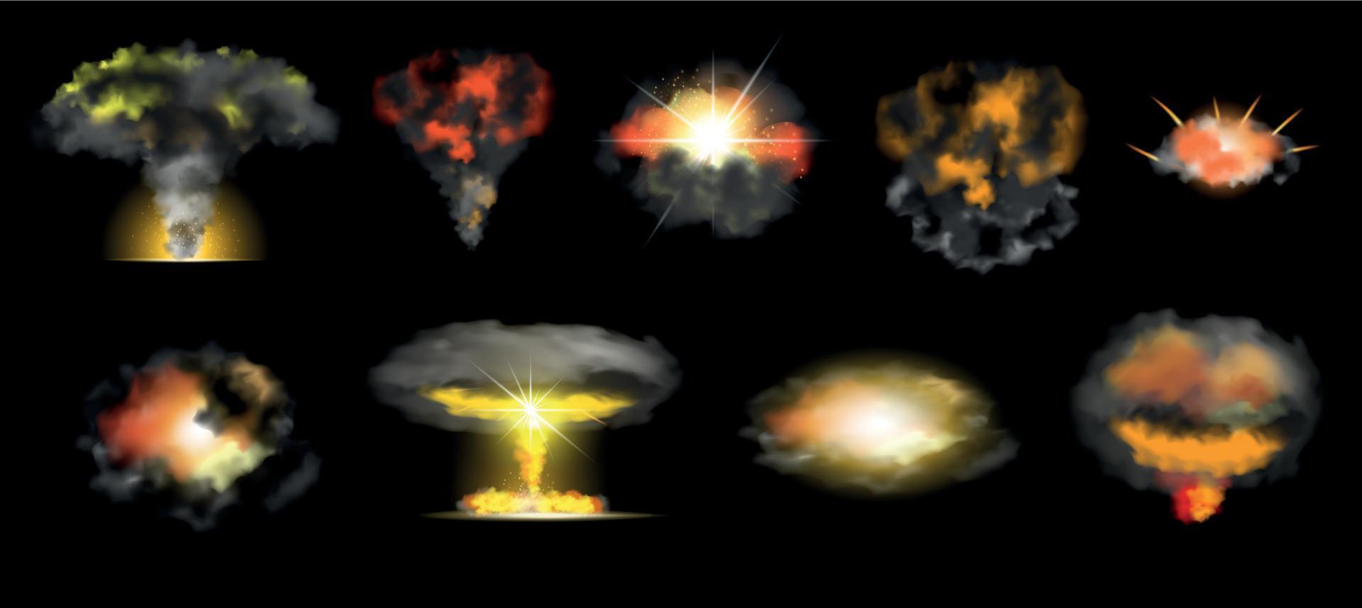 Explosion Realistic Set vector