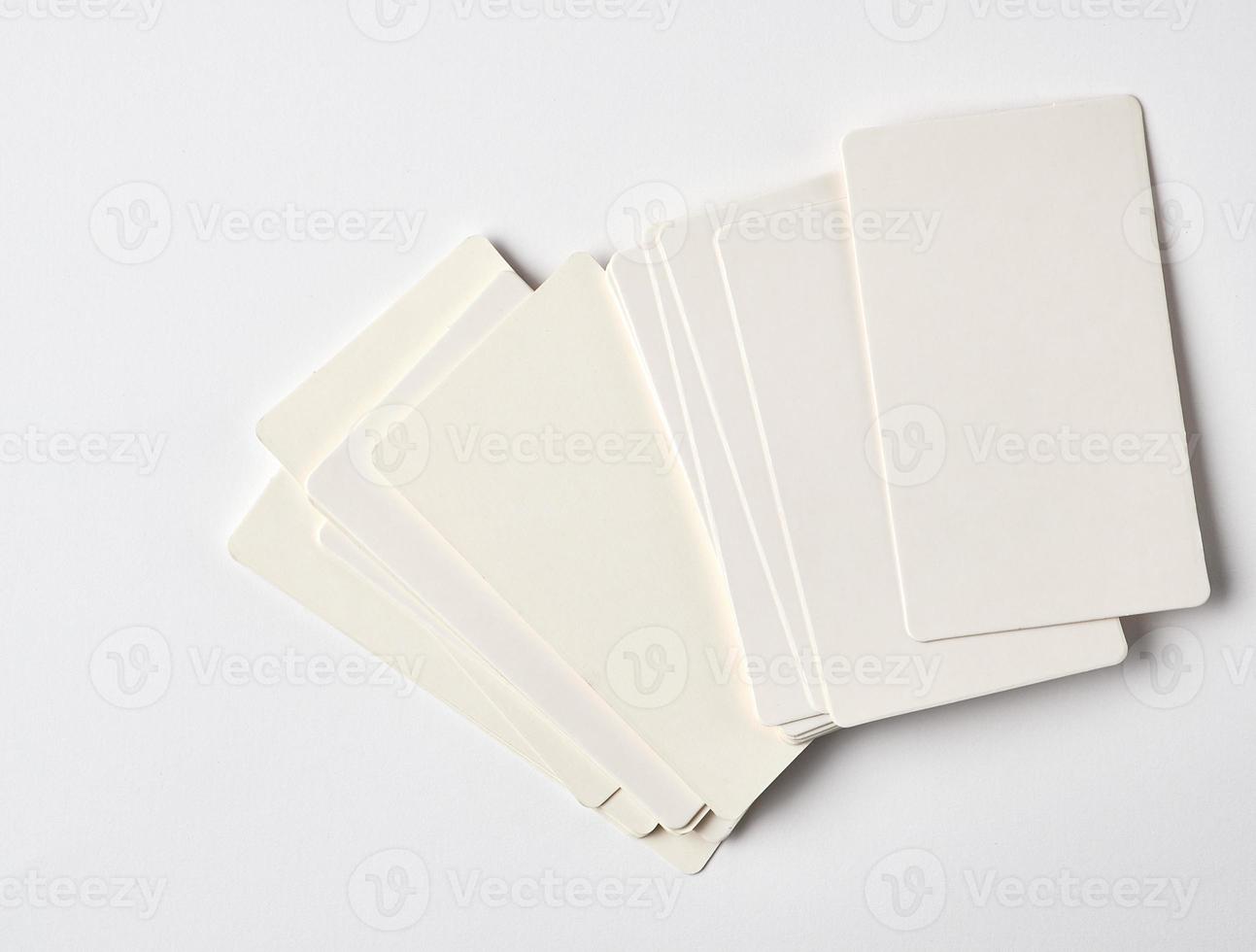 stack of blank rectangular paper white business cards photo