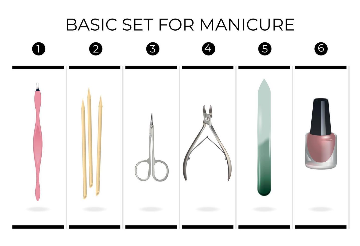 Manicure Basic Tools Infographics vector