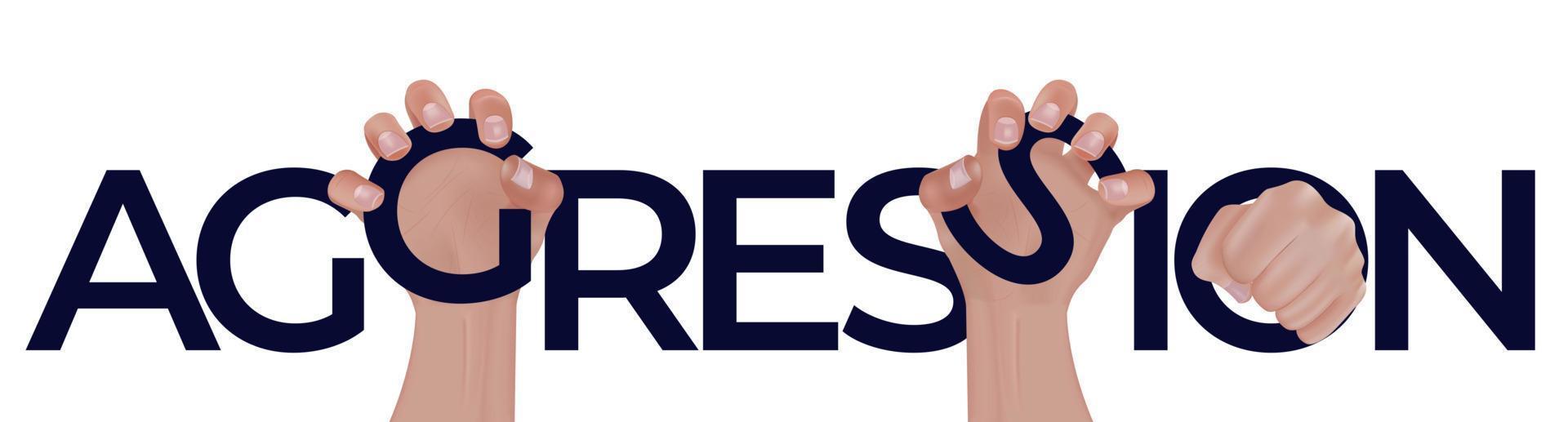 Hand Agression Realistic Text Composition vector