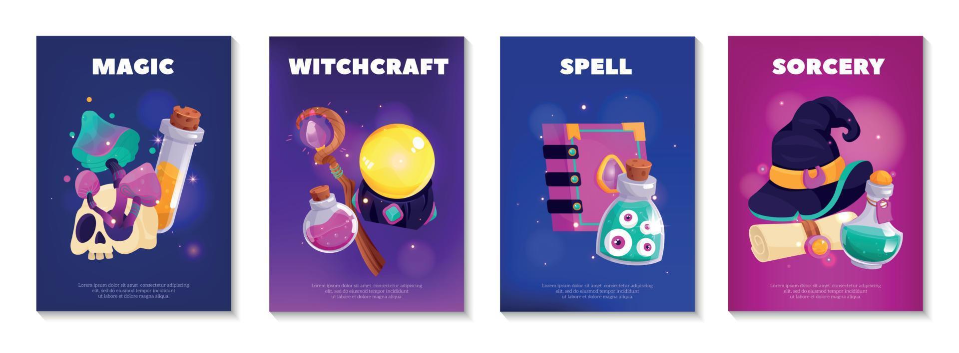 Magic Spell Poster Set vector