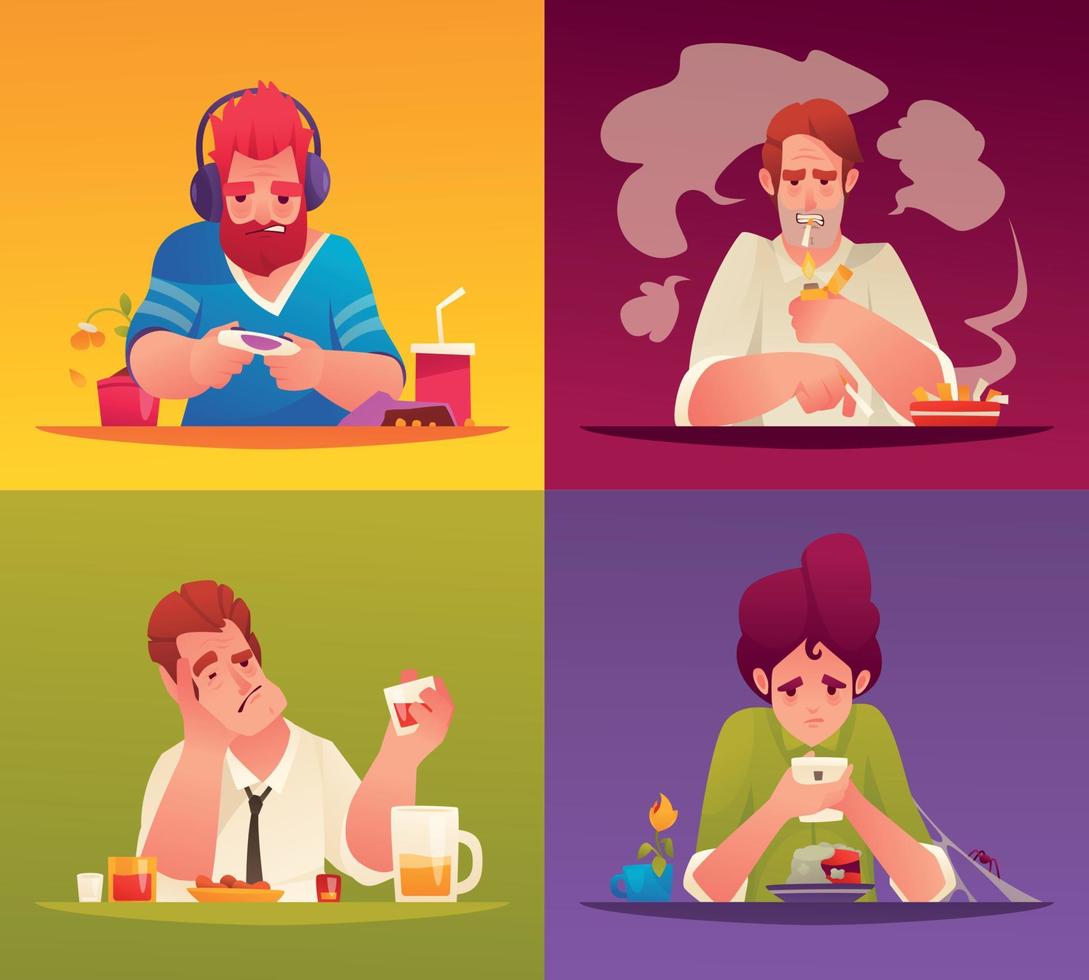Addicted People Cartoon vector
