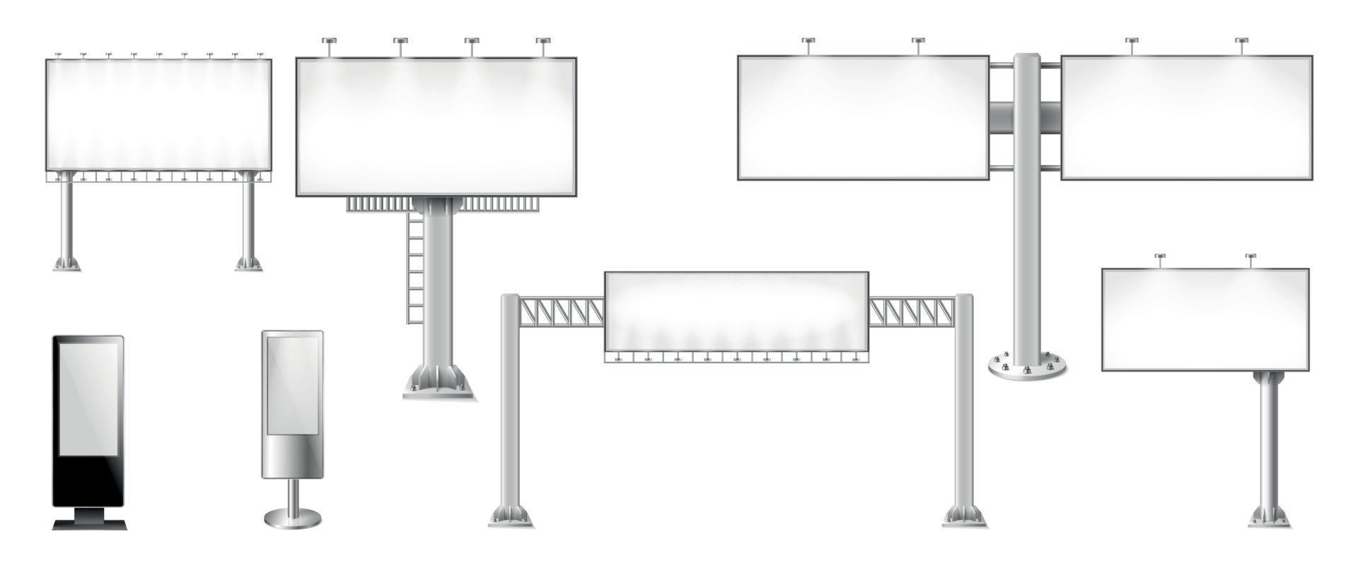 Poles With Billboards Set vector