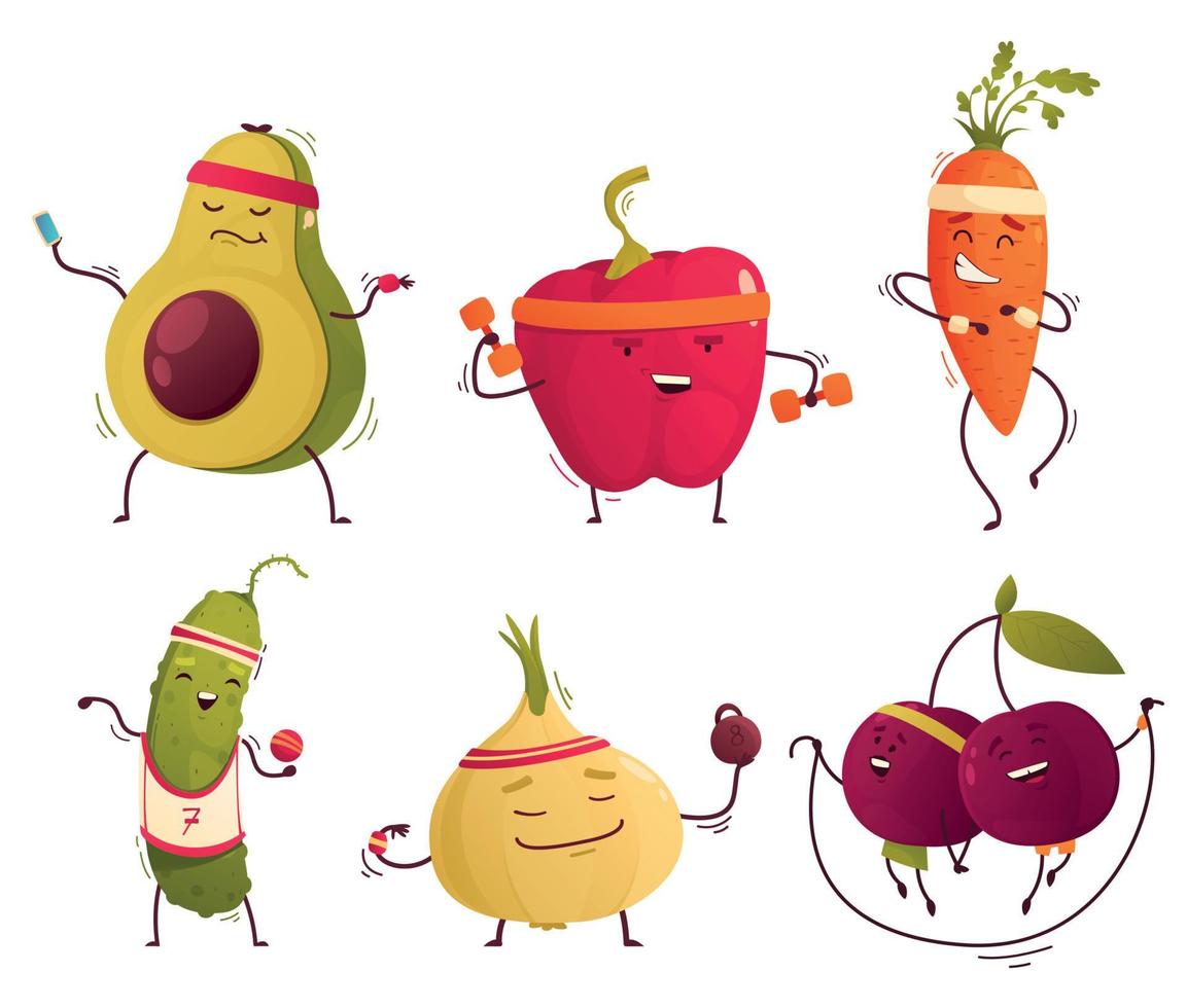 Sportsman Fruits Set vector