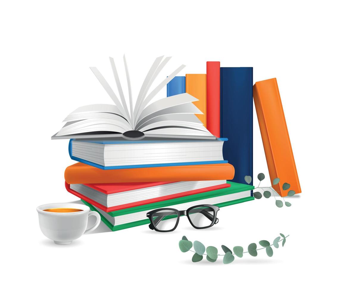 Book Lovers Stack Composition vector