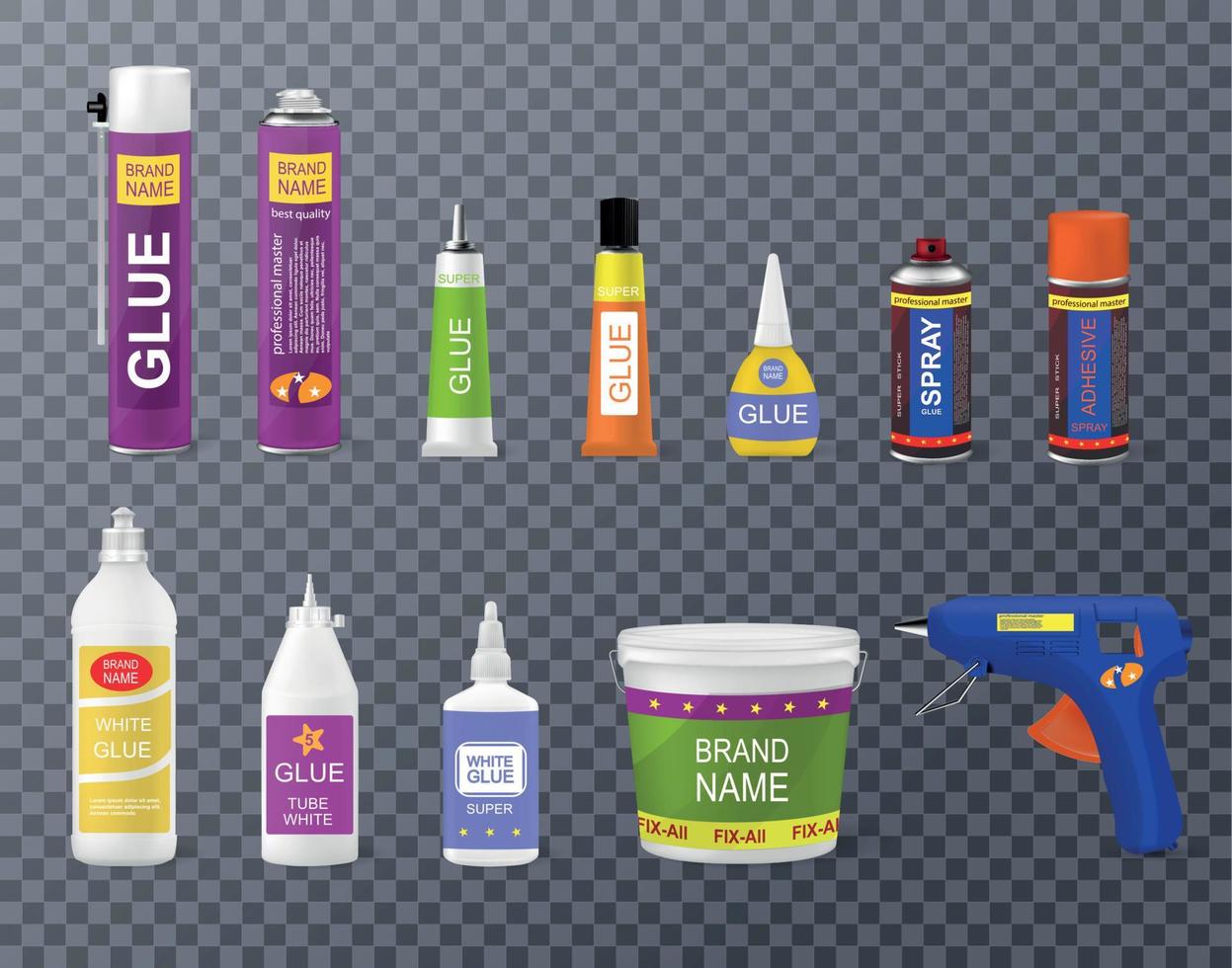 Glue Bottles Realistic Set vector