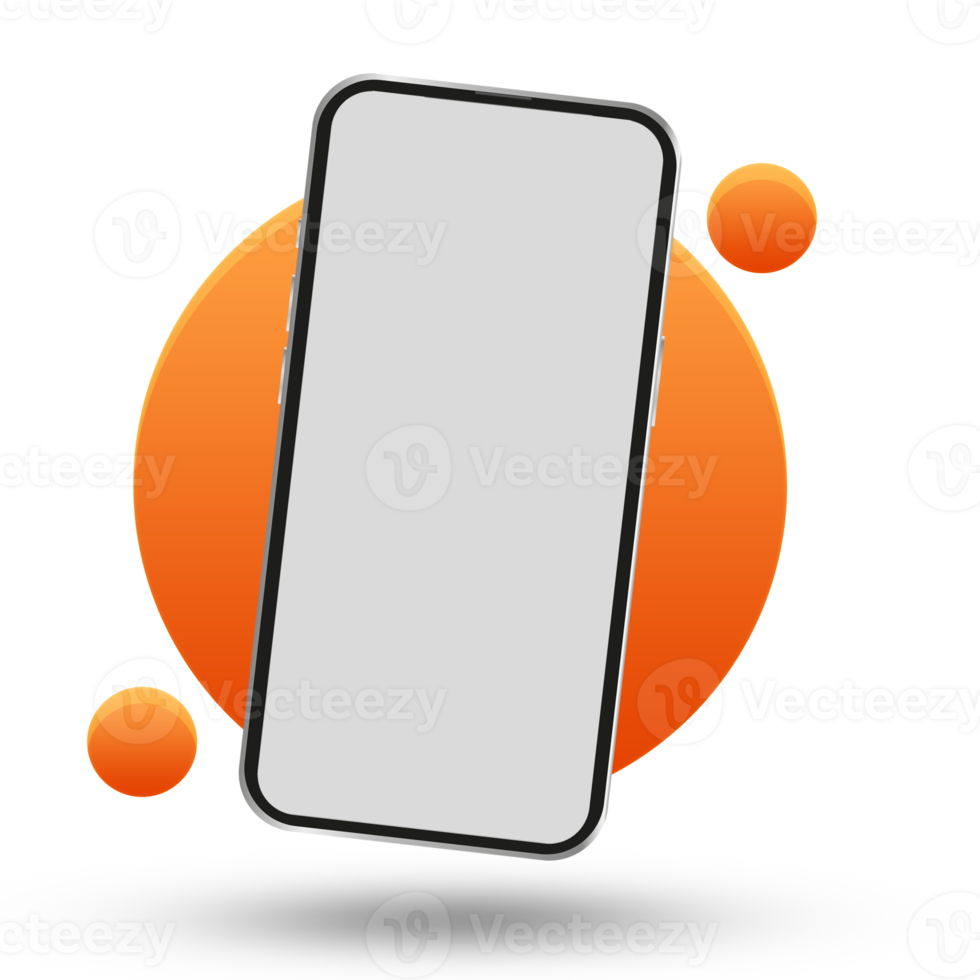 Mobile phone mockup orange background png