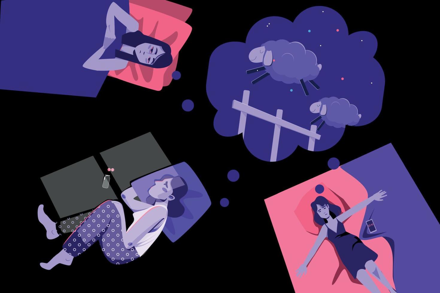 Sleep Disorder Collage Composition vector