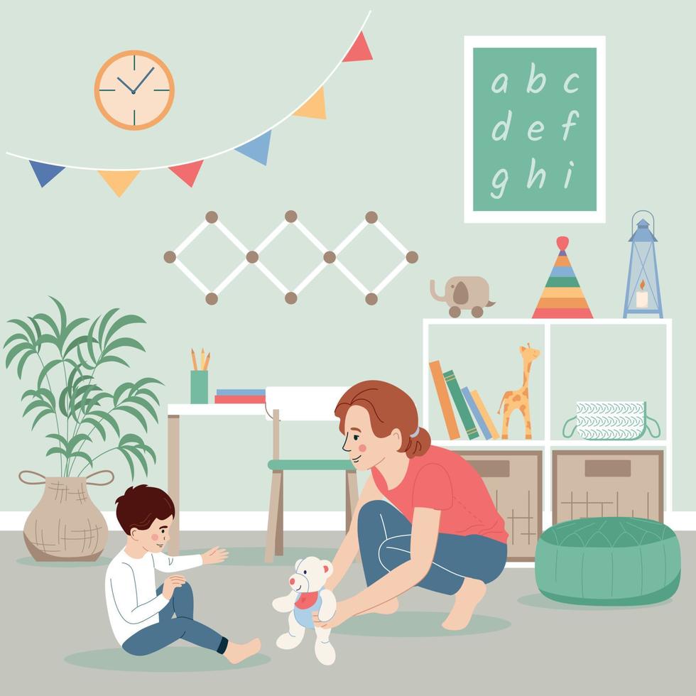 Child Psychologist Flat Concept vector