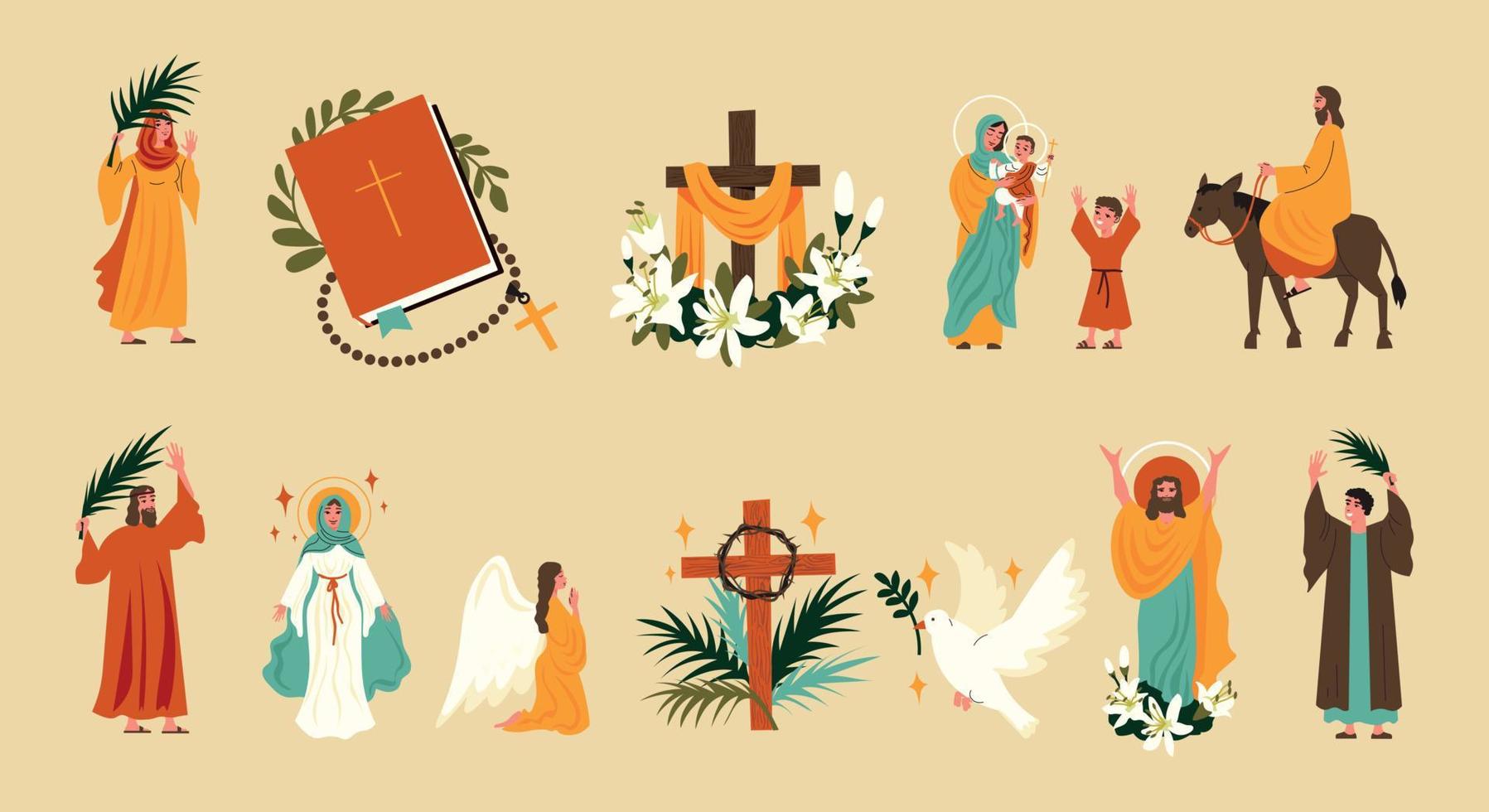 Pascua de Resurrección íconos conjunto vector