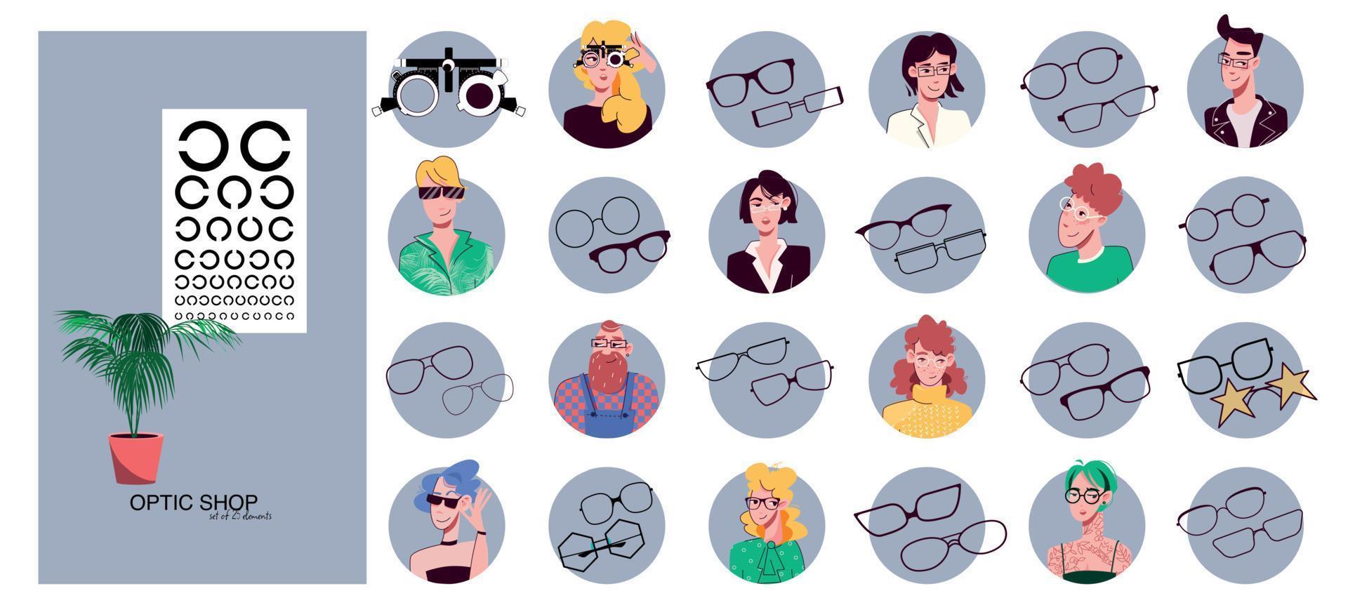 Optic Glasses Round Icons vector