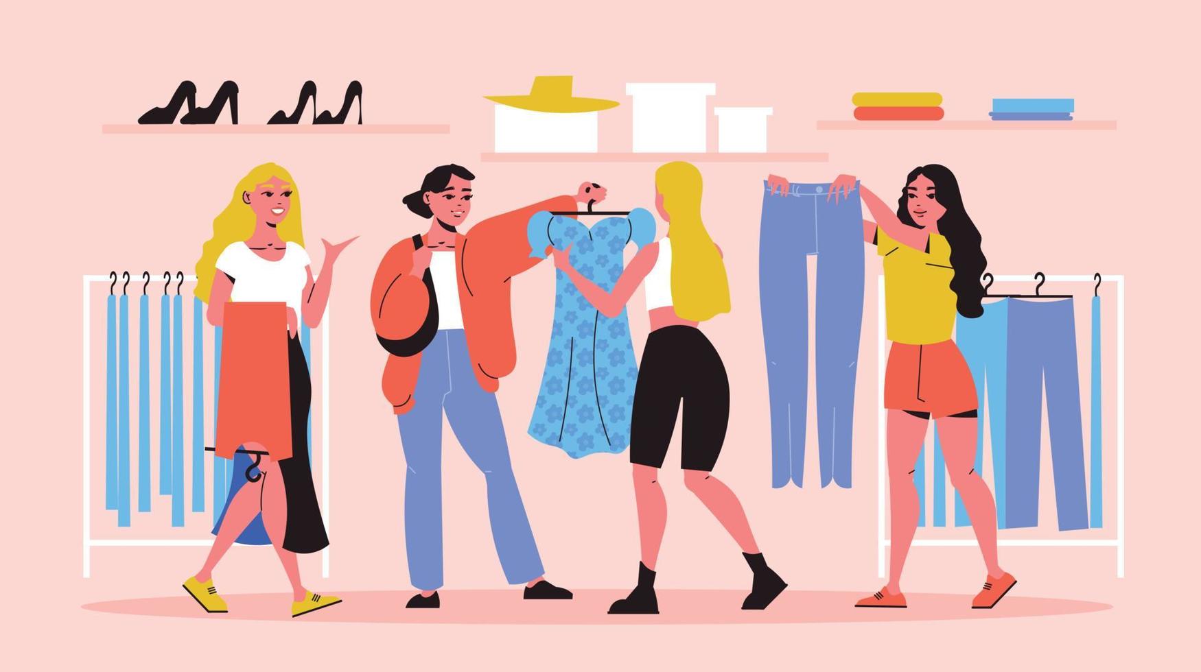 Female Friends Shopping vector