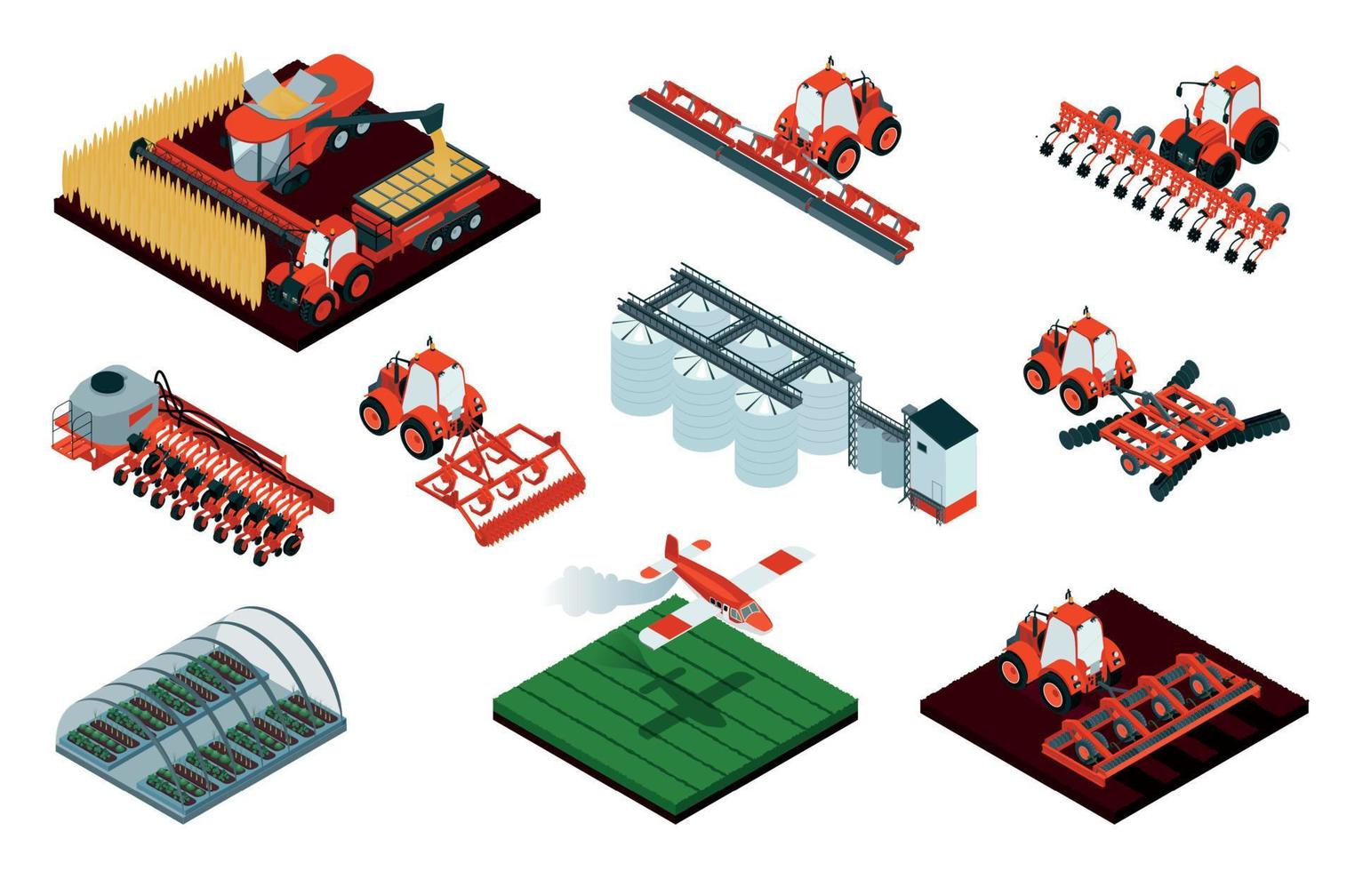 Agricultural Isometric Color Set vector