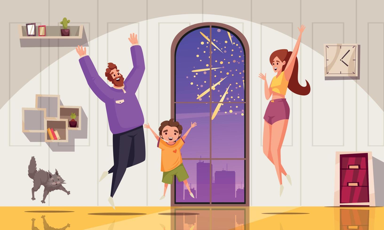 Fireworks Cartoon Composition vector
