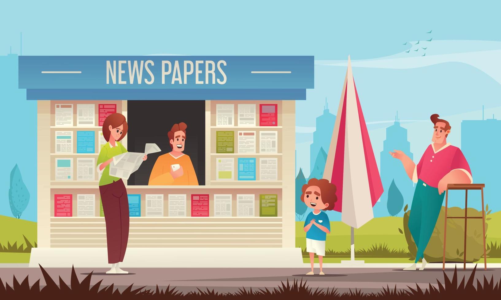 Newspaper Kiosk Cartoon vector