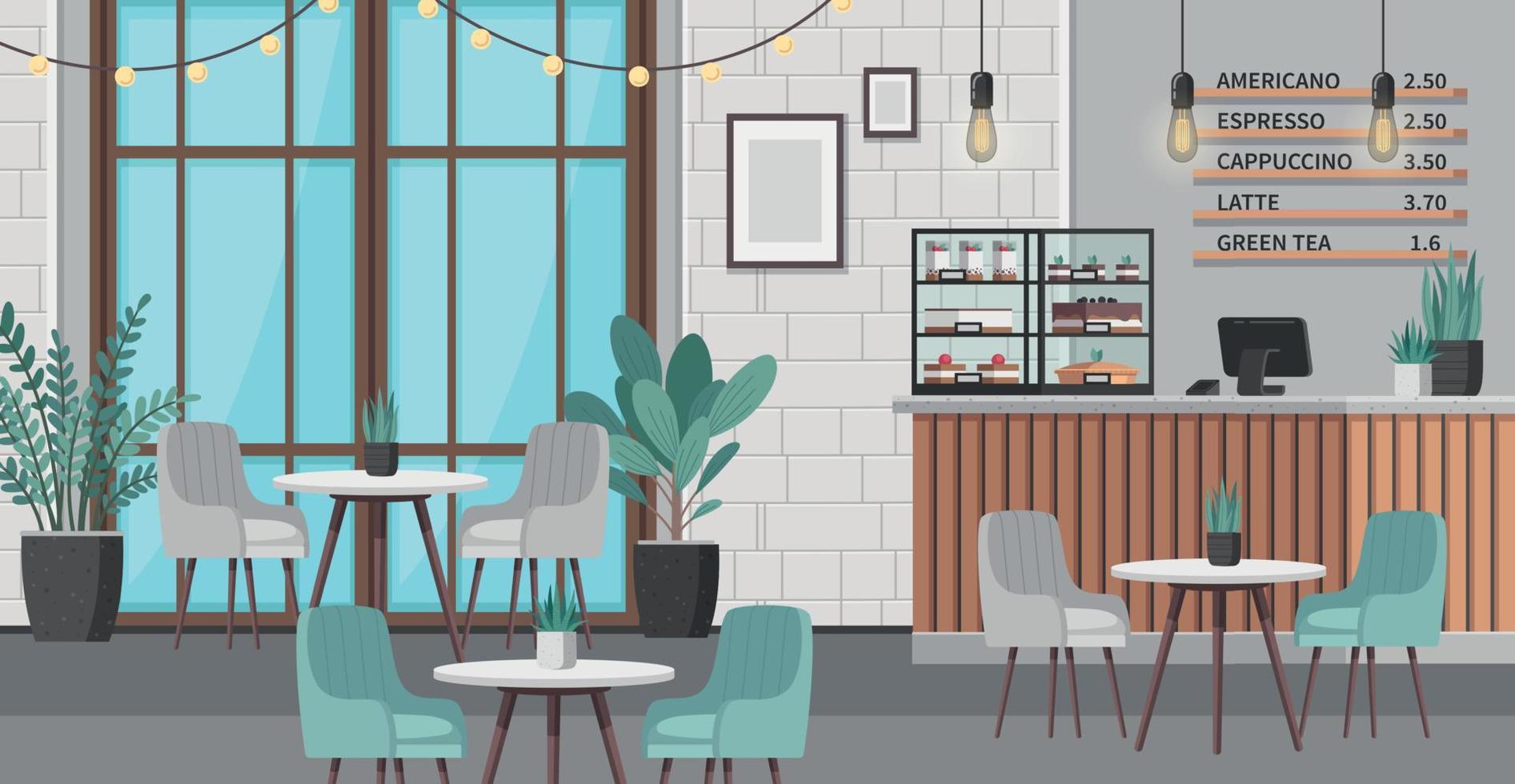 Restaurant Interior Cartoon vector