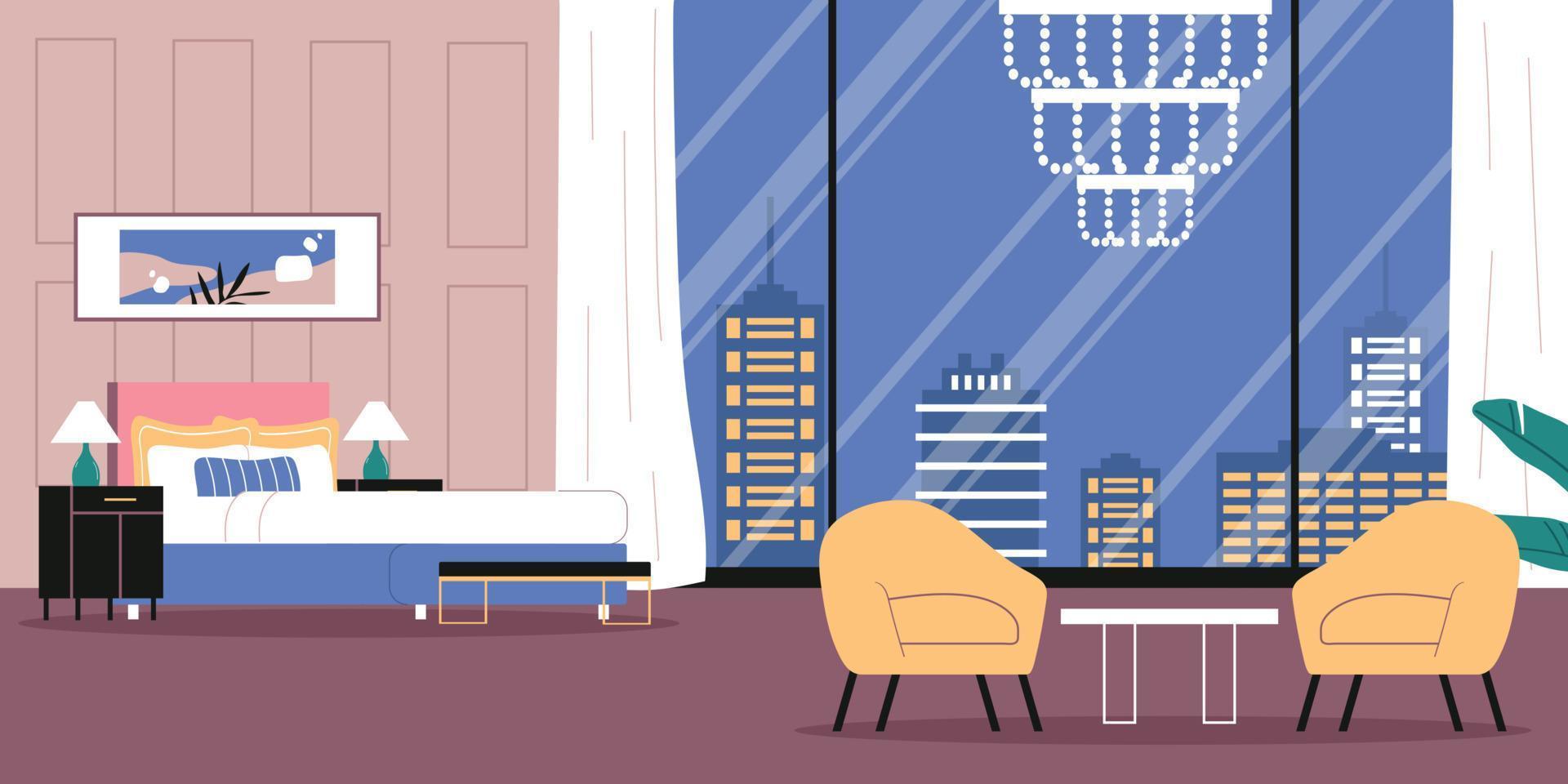 Hotel Room Interior vector