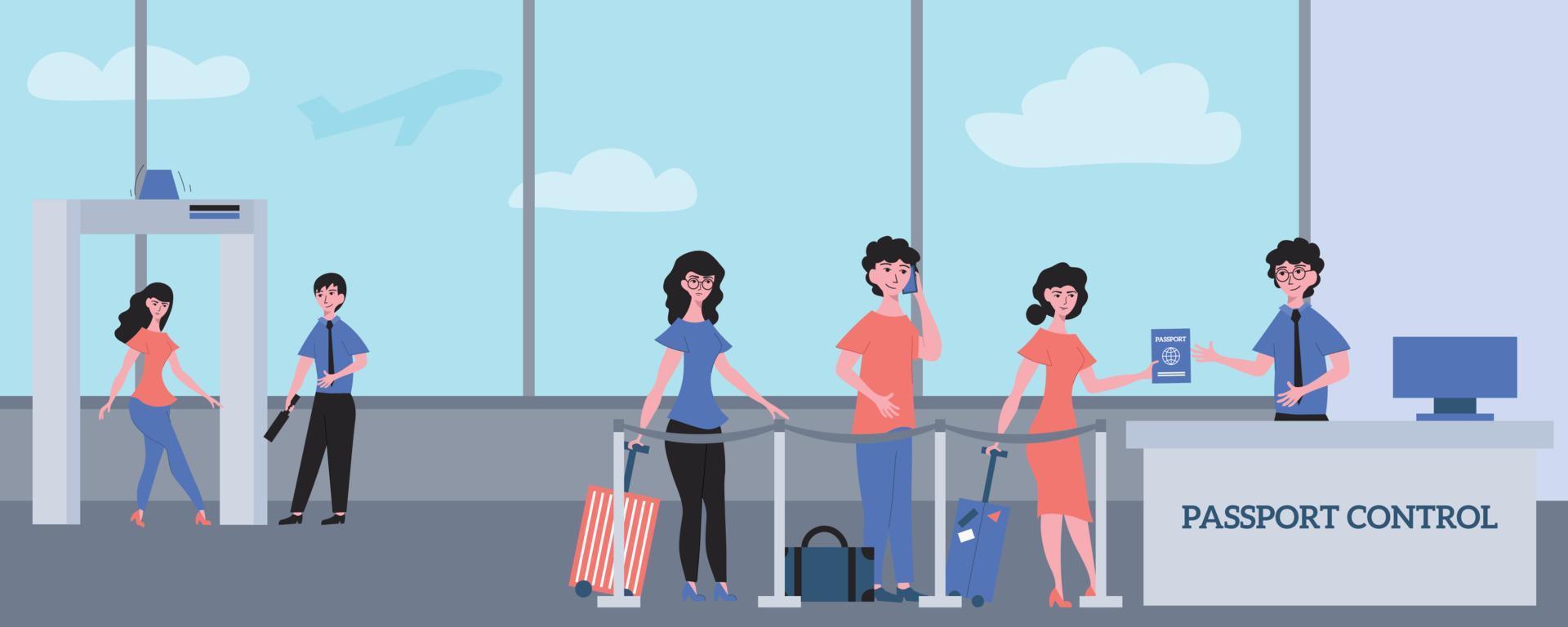 Airport Passport Control Composition vector