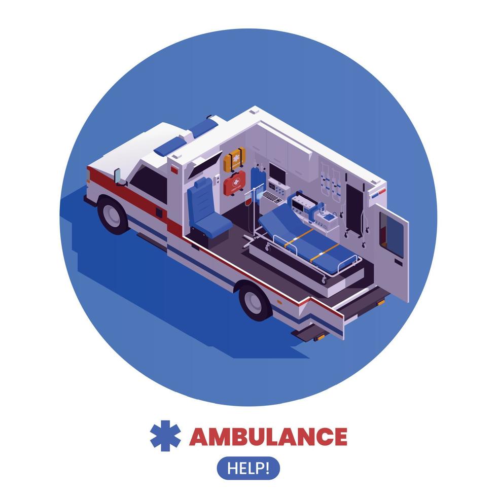 ambulancia ayuda redondo ilustración vector