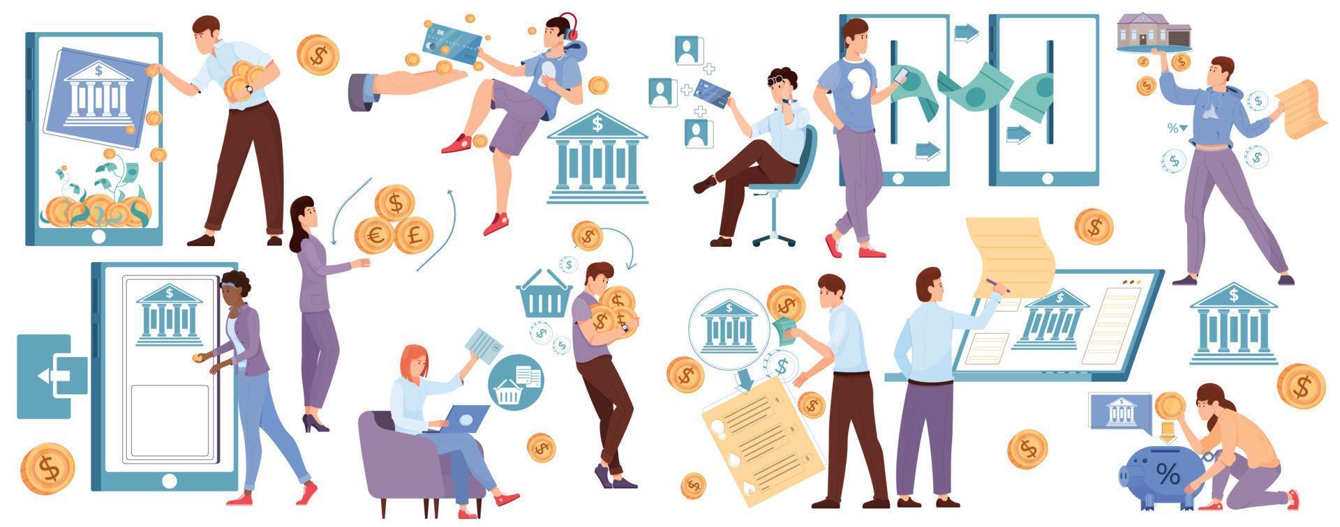 Banking Services Icons Set vector