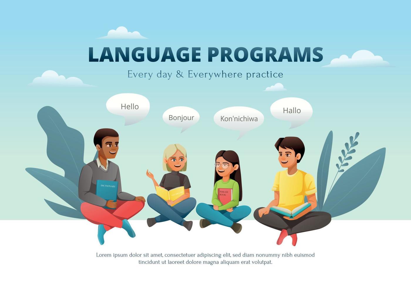 Language Programs Exchange Background vector