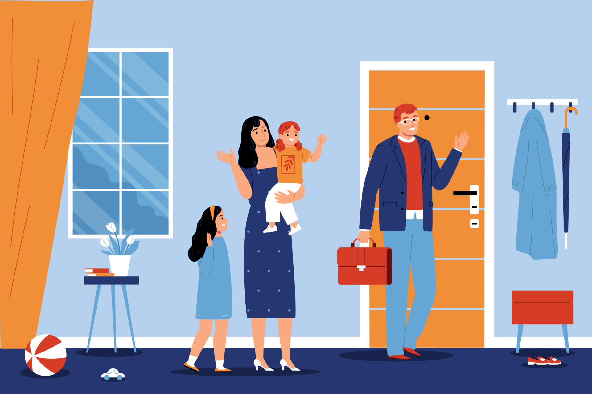 Dad Leaving Home For Work 19775350 Vector Art at Vecteezy
