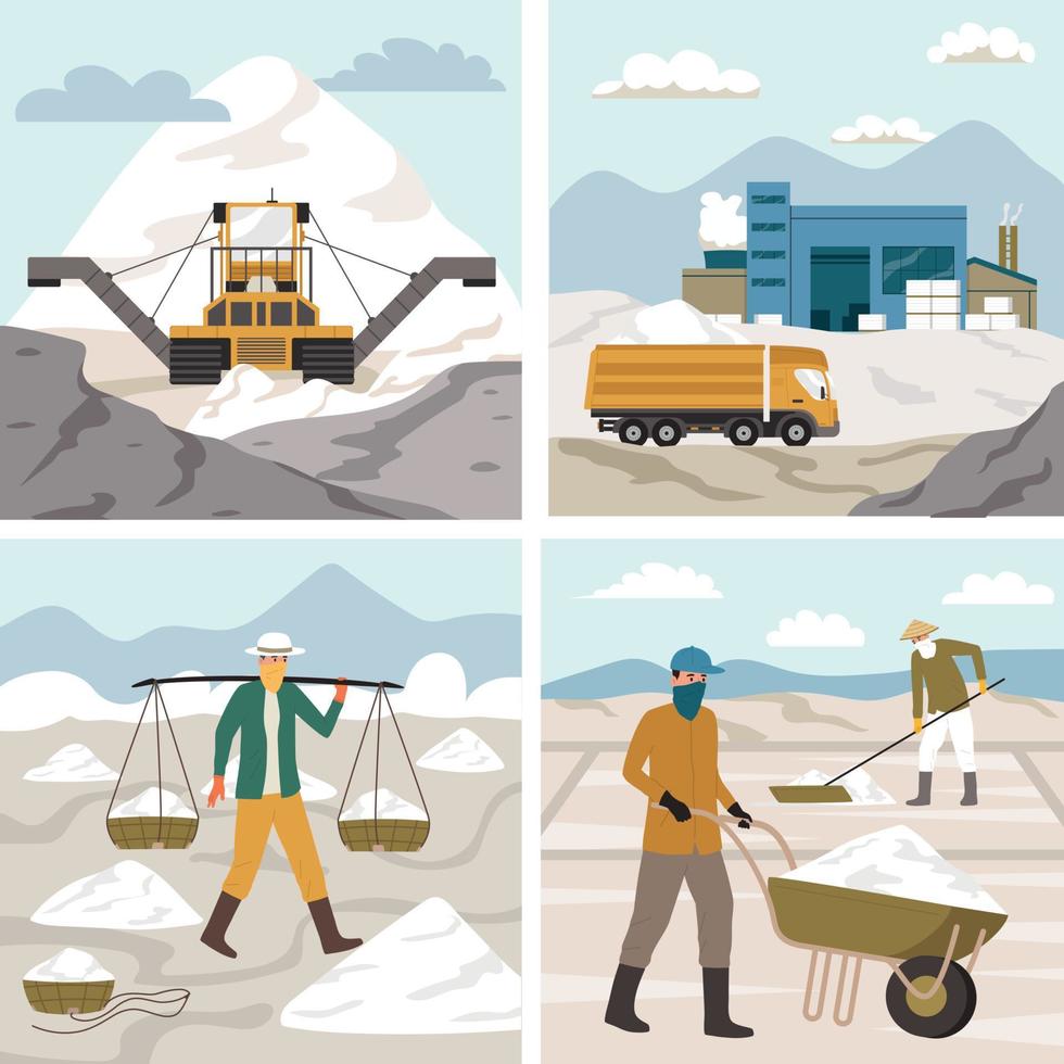 Salt Production 2x2 Set vector