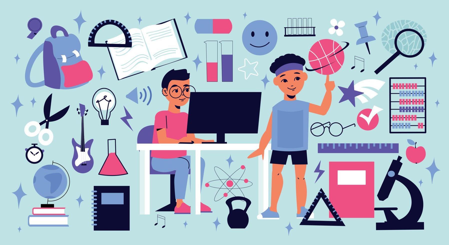 School Subject Big Set vector