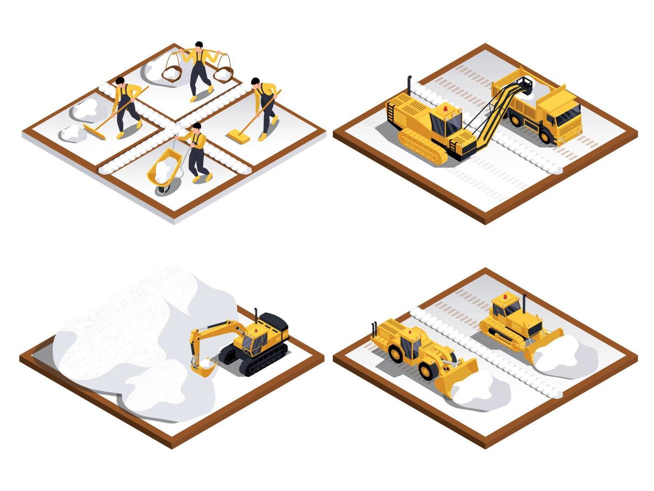 Salt Production Isometric Platforms vector