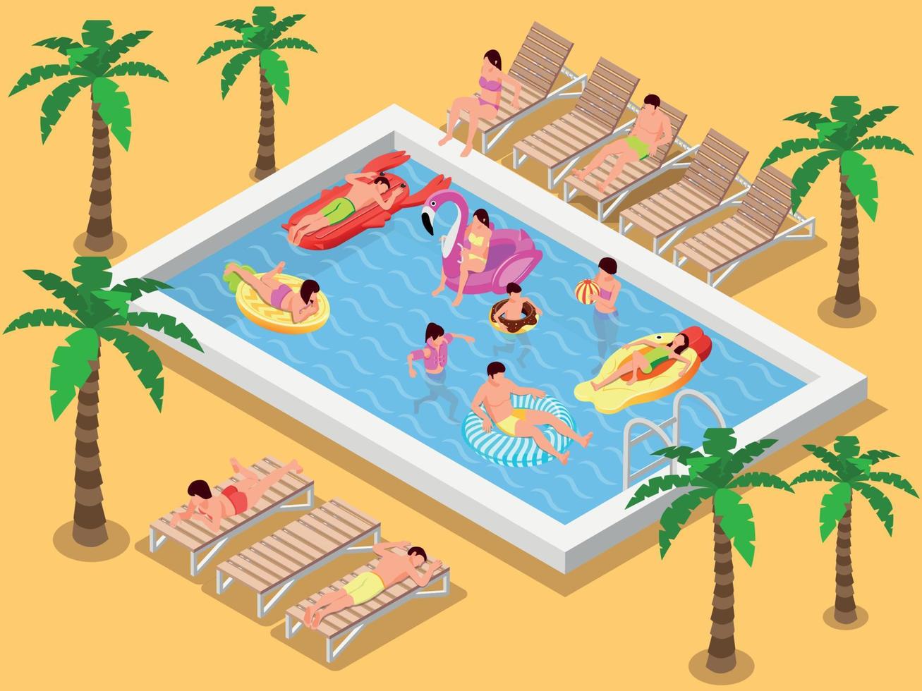 Beach Vacation Isometric Composition vector