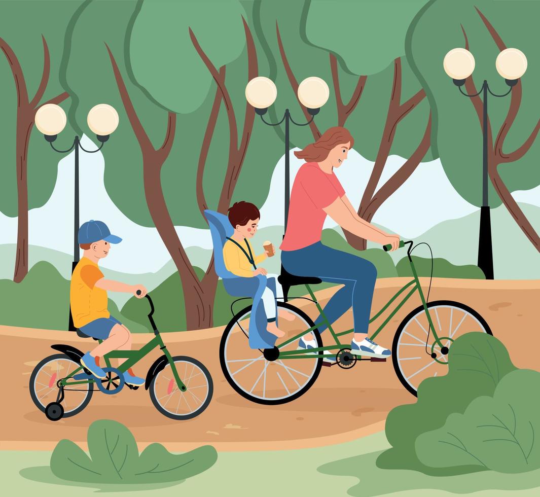 Family In Park Flat Background vector