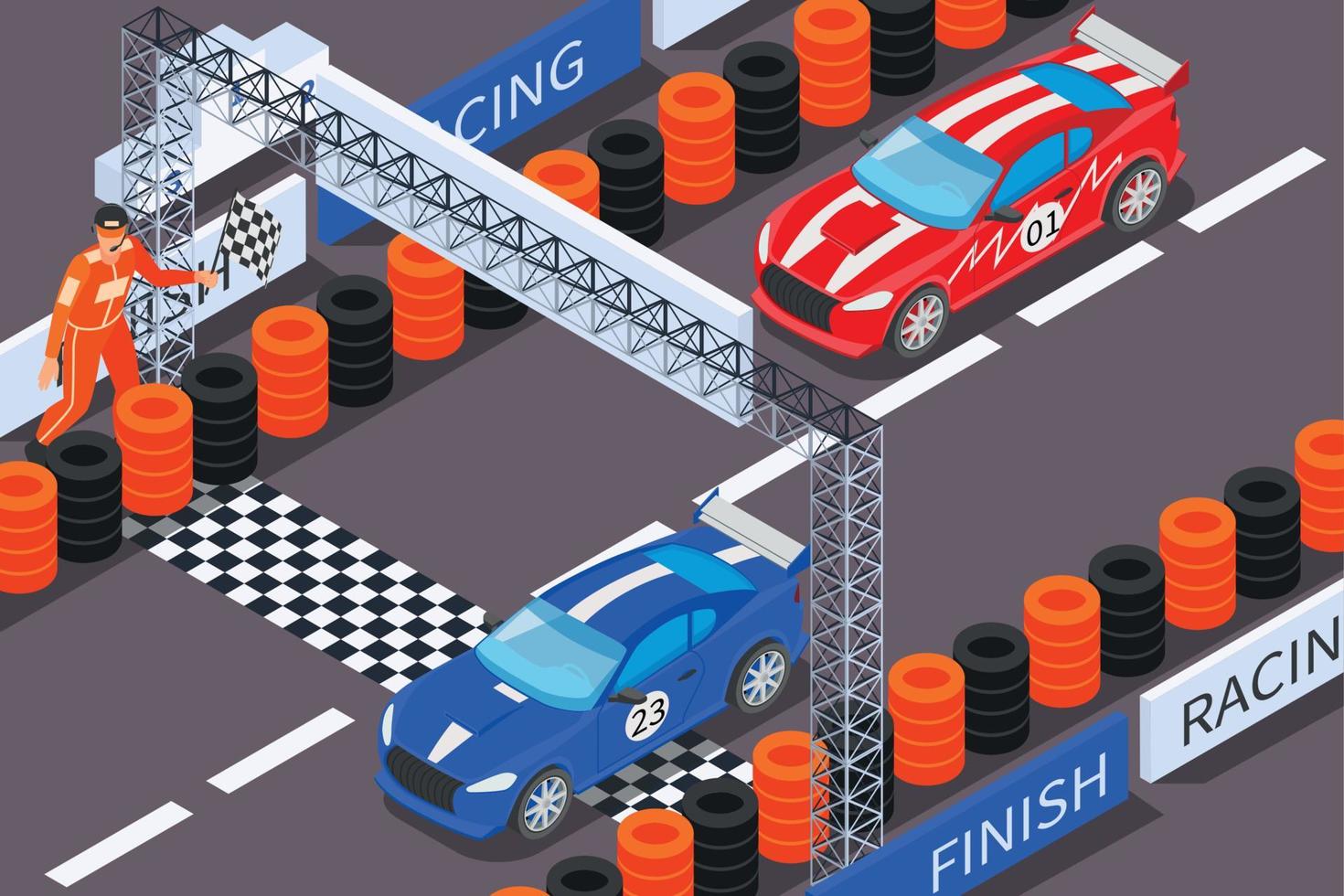 Racing Cars Finish Composition vector