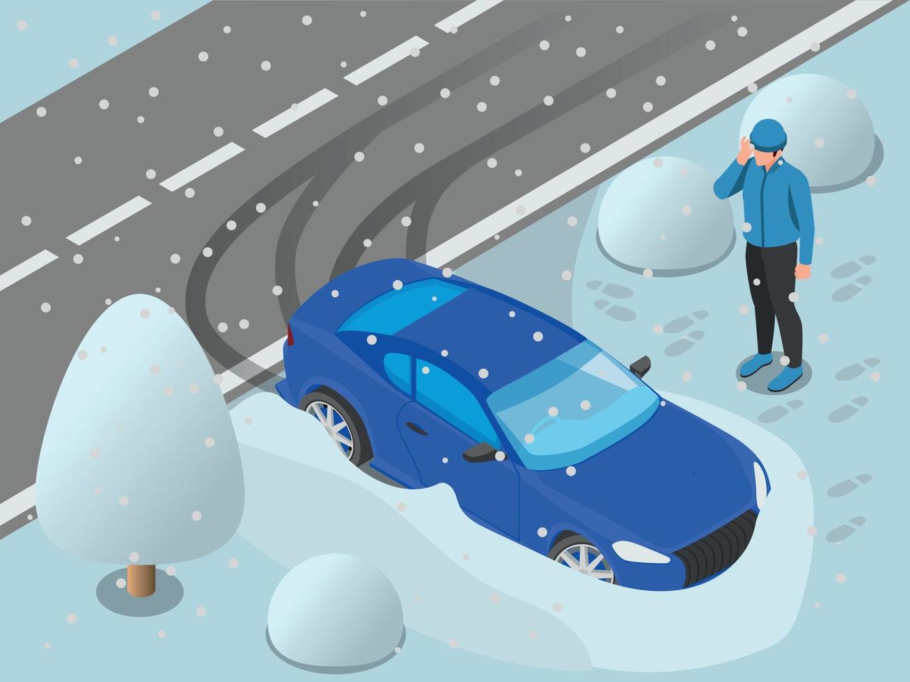 Winter Drift Car Composition vector