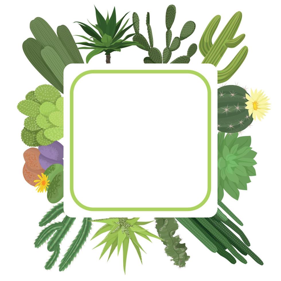 Cactuses Flat Composition Frame vector