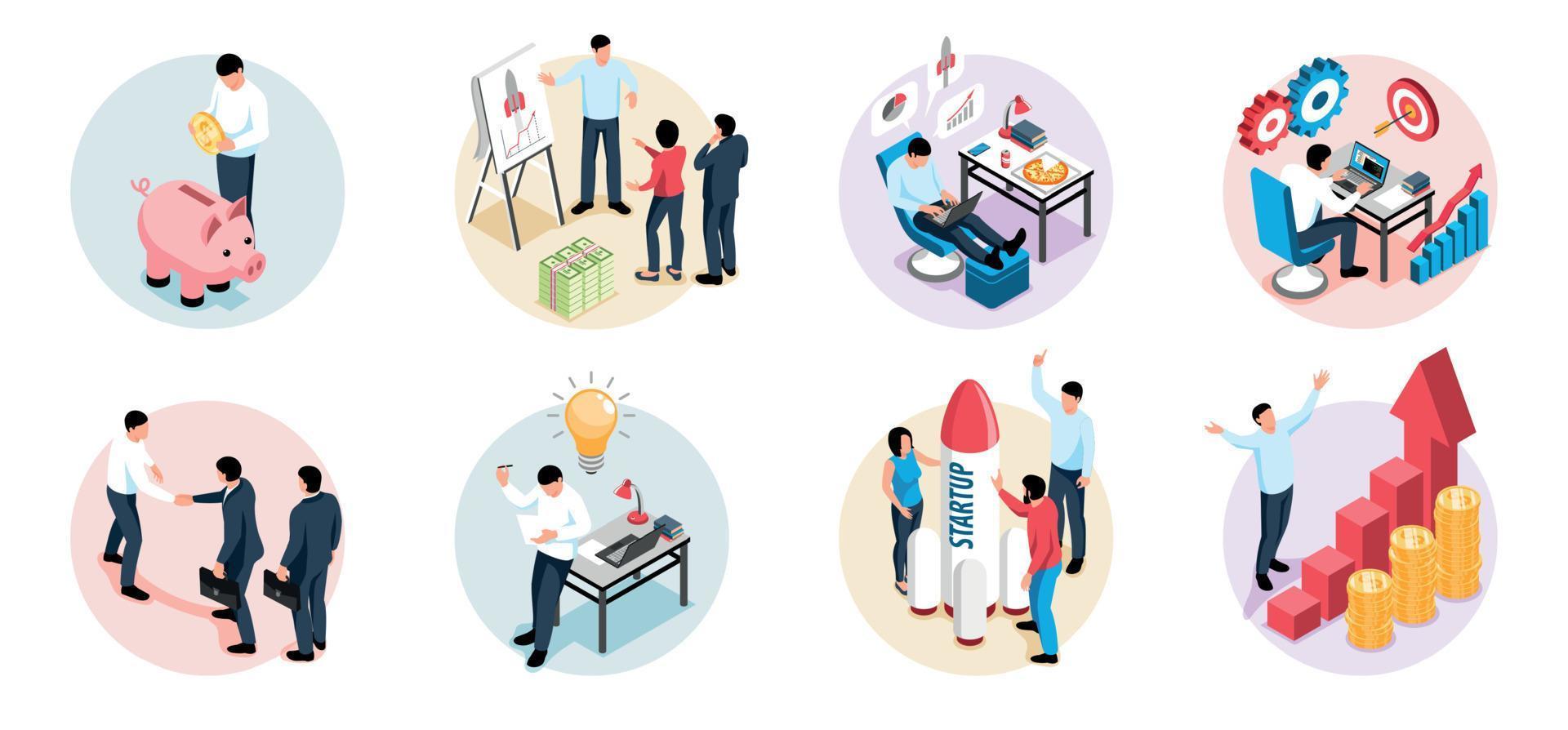 Isometric Business Growth Set vector