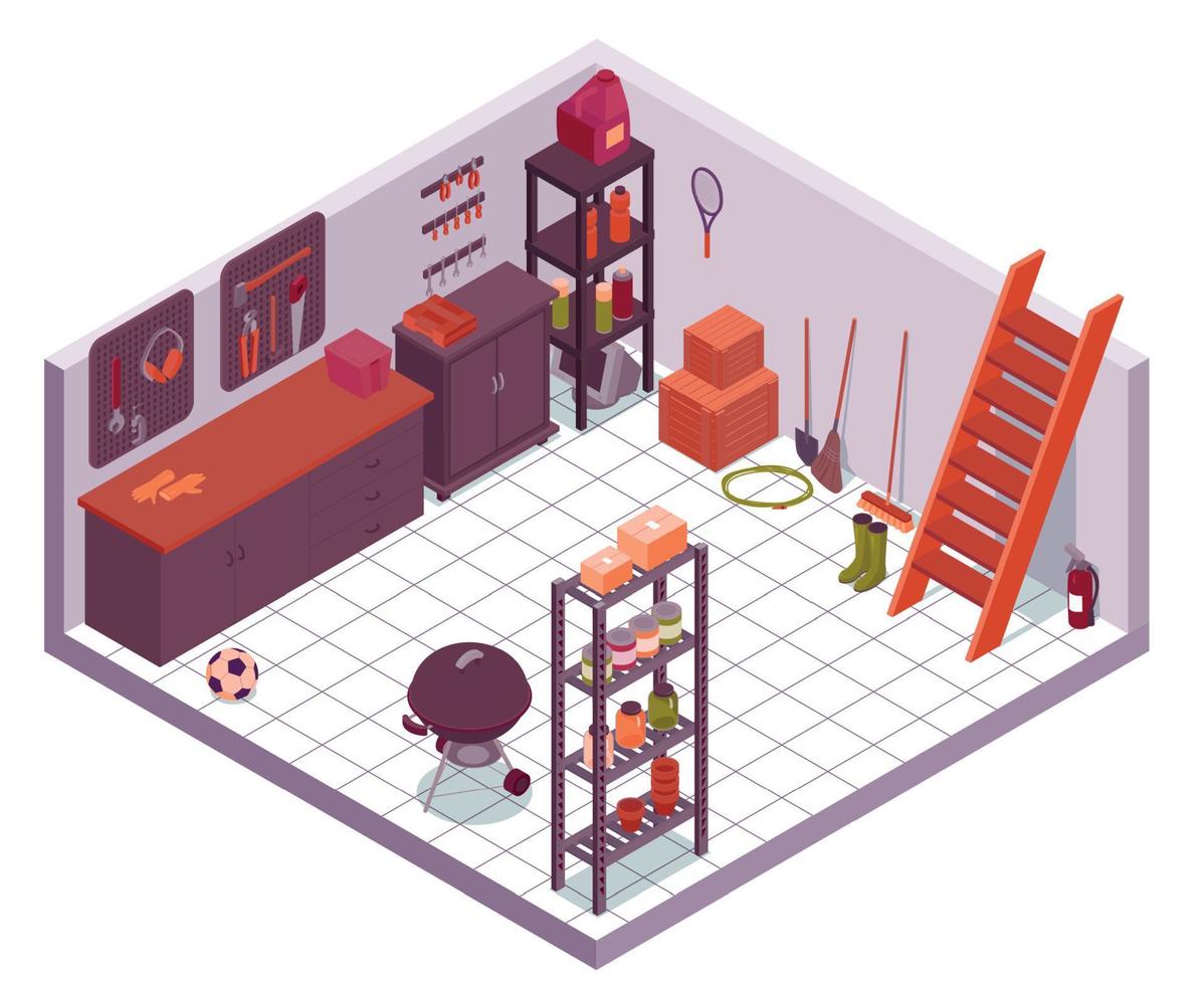 Storeroom Isometric Composition vector