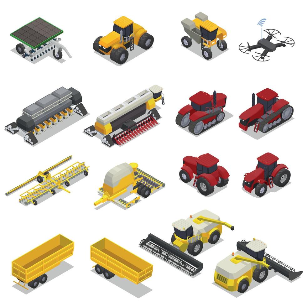 Agricultural Machinery Icon Set vector