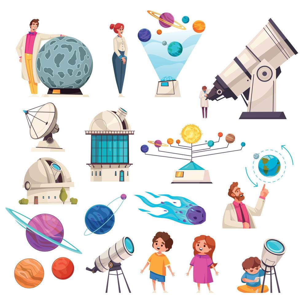 Observatory Icons Set vector