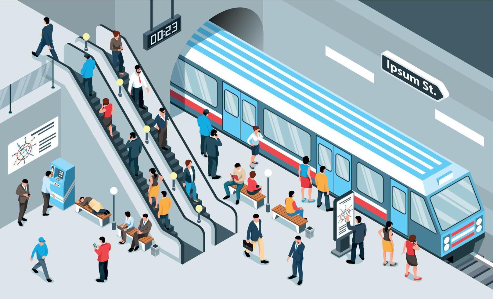 Isometric Subway Concept vector