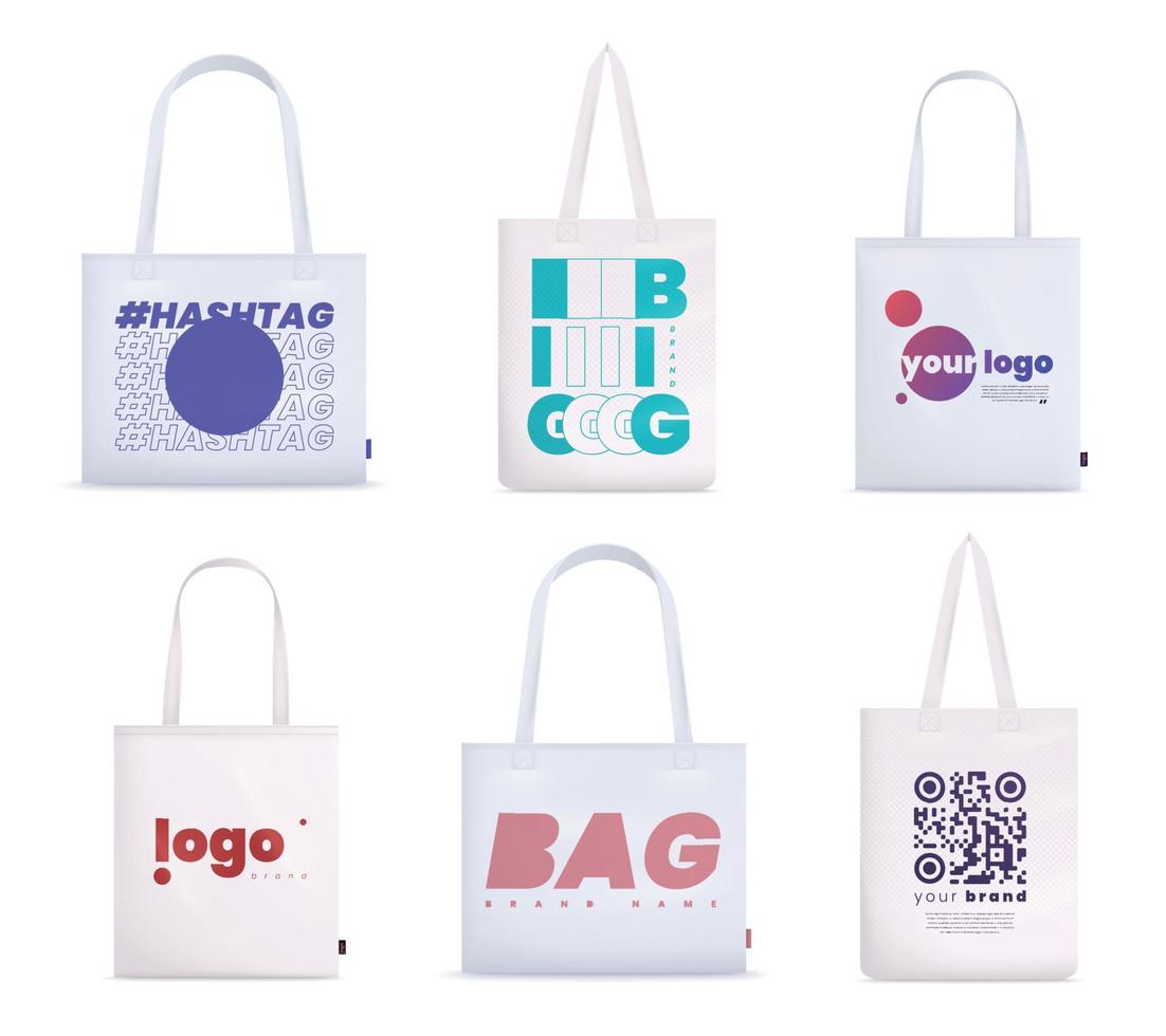 Fabric Bag Styles Set vector