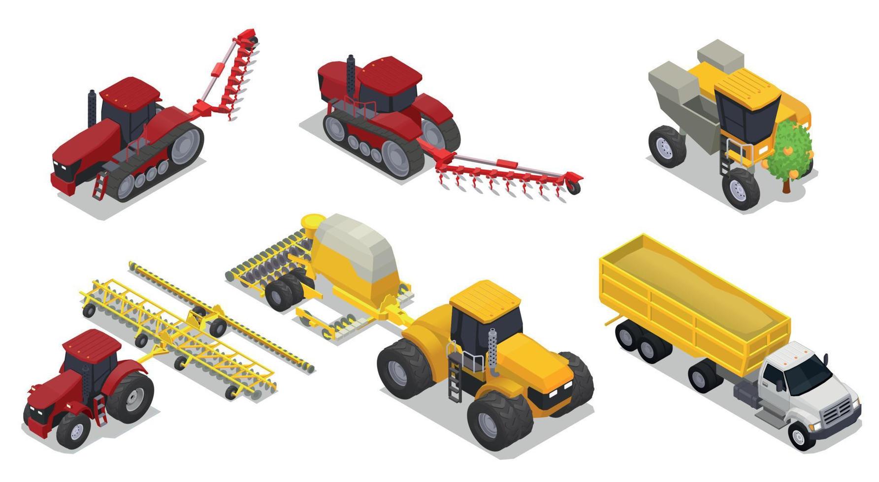 Isometric Agricultural Machinery Set vector