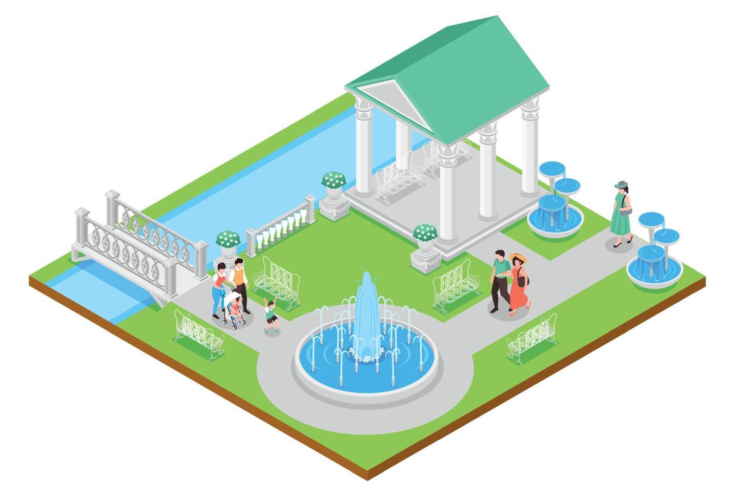 Isometric Park Concept vector