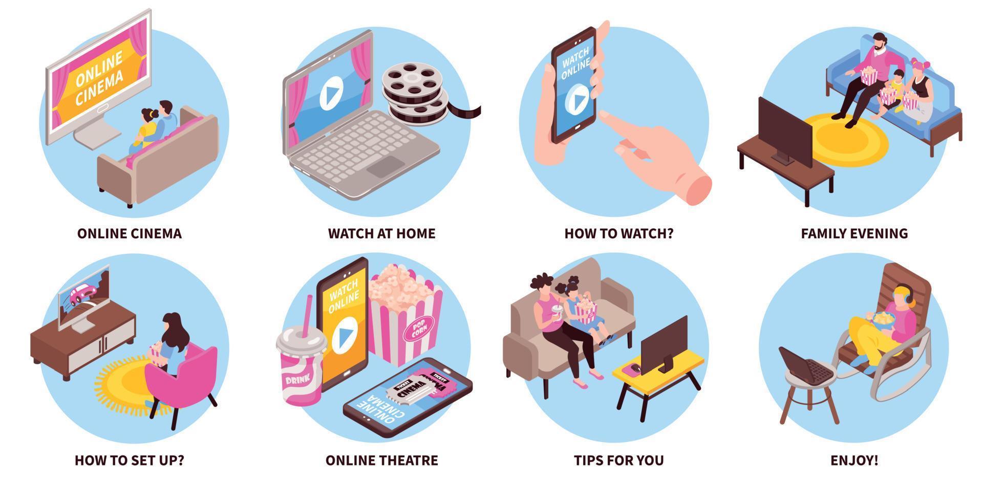 Isometric Home Cinema Set vector