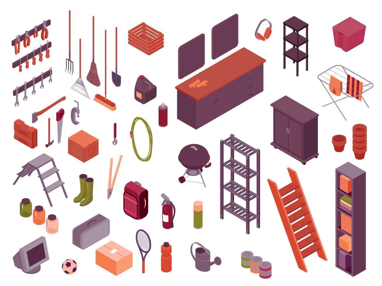 Storeroom Isometric Set vector