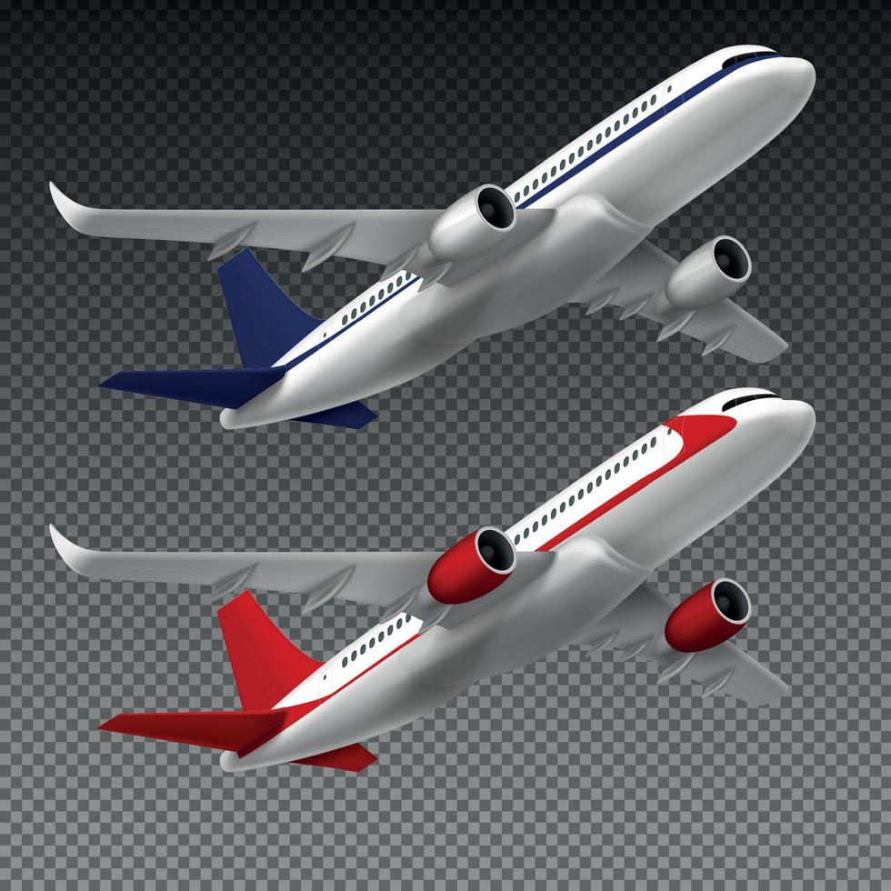 Flying Airplanes Transparent Set vector