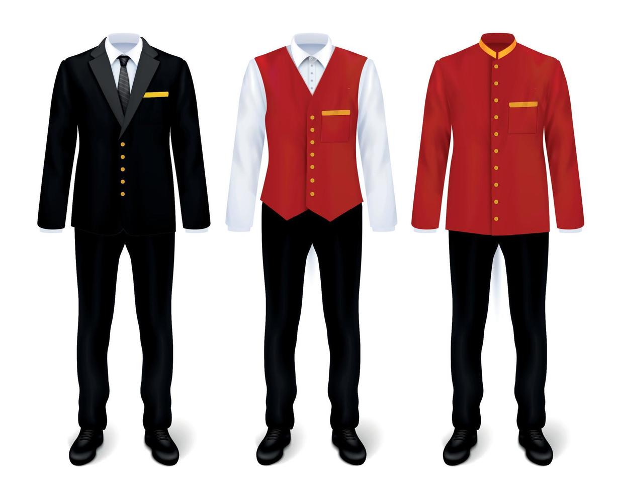 conjunto de uniformes del personal del hotel vector